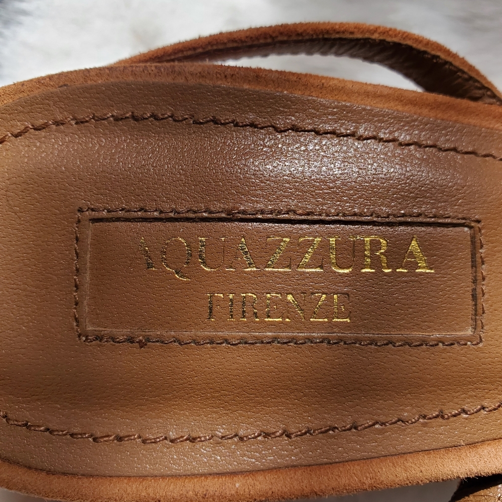 Made in Italy Aquazurra💥Host Pick💥 leather sandals with low heel, seize 39 - Picture 4 of 7